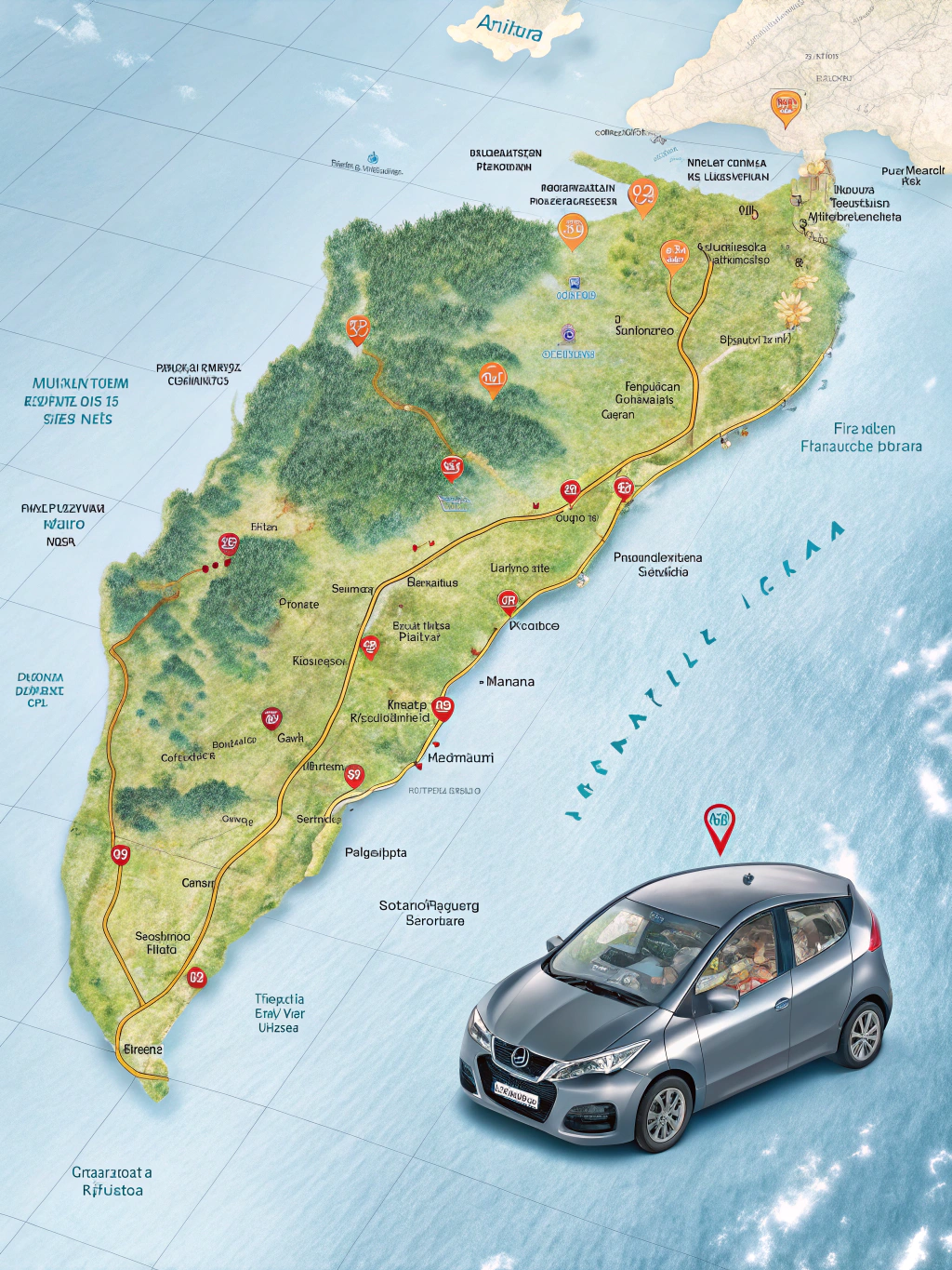 Map interface showing nearby taxi drivers in Samoa